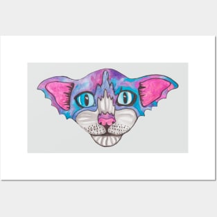 Watercolor bat cat Posters and Art